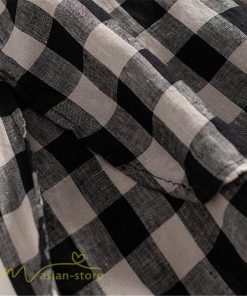 送料無料SALE | チェックワンピース 半袖ワンピース 夏ワンピース シャツワンピース ロングシャツ 膝上丈 麻 羽織り 前開き ポケット 30代40代 可愛い スリム 女の子