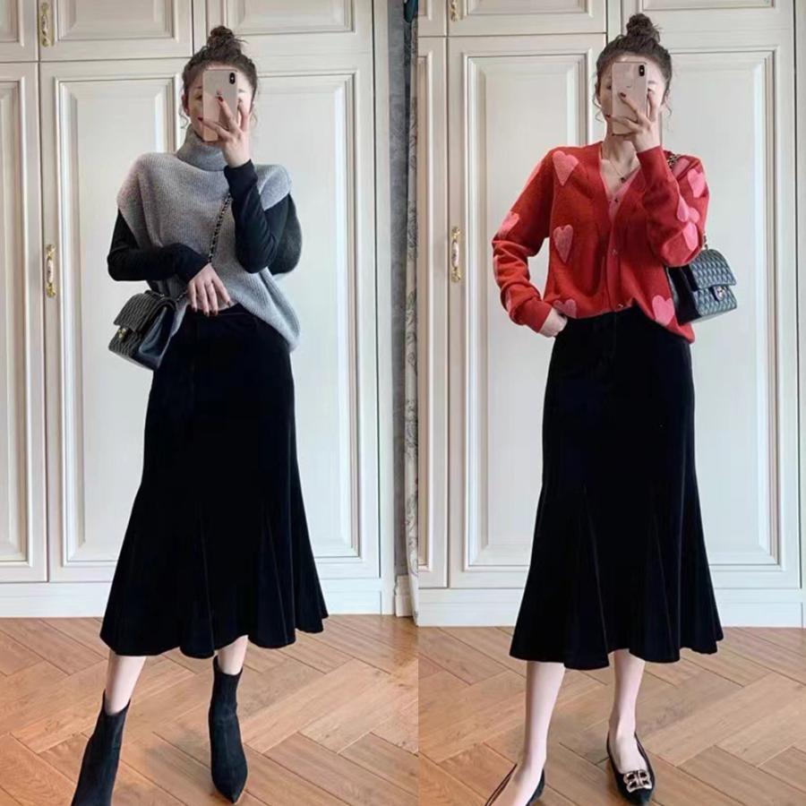 ロングスカート | マーメイドスカート ベルベット 韓国風