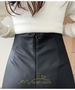 スカート | ミニレザータイト レディース スリット ハイウエスト 大人 タイトフェイクレザー 上品秋冬 韓国ファッション
