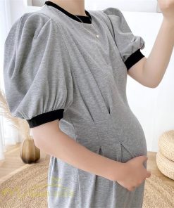 ワンピース | マタニティレディース 半袖 無地 産前 産後 カジュアル Aラインマタニティウェア 上品 サマー妊婦服