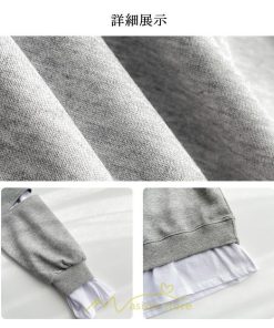 パーカー | トレーナー Tシャツ ロングT レディース 長袖 重ね着風 秋 冬 プルオーバー 可愛い オーバーサイズ ビッグシルエット 韓国ファッション 大きいサイズ