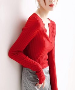ニット・セーター | 大人可愛い ニットトップス きれいめ シンプル リブニット重ね着 長袖 カットソー Vネック オフィスカジュアル ニットセーター
