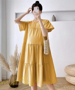 ワンピース | マタニティレディース 着痩せ 無地 ゆる上品 半袖 大きいサイズ 韓国風 Aライン マタニティウェア サマー妊婦服