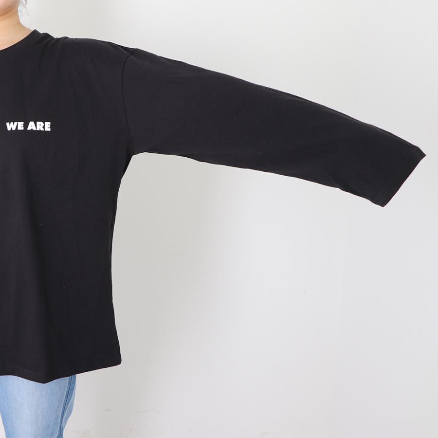 Tシャツ・カットソー | レディーストップス 英字ロゴ 体型カバー 韓国 Tシャツ ゆったり 長袖カットソー