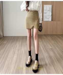 スカート | ミニレザータイト レディース スリット ハイウエスト 大人 タイトフェイクレザー 上品秋冬 韓国ファッション