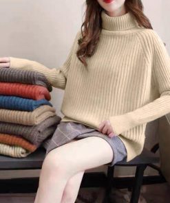 ニット・セーター | リブニットトップス タートルネック 韓国