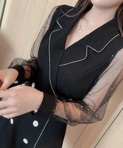 ドレス | ワンピース 黒 チュール袖ミニワンピース